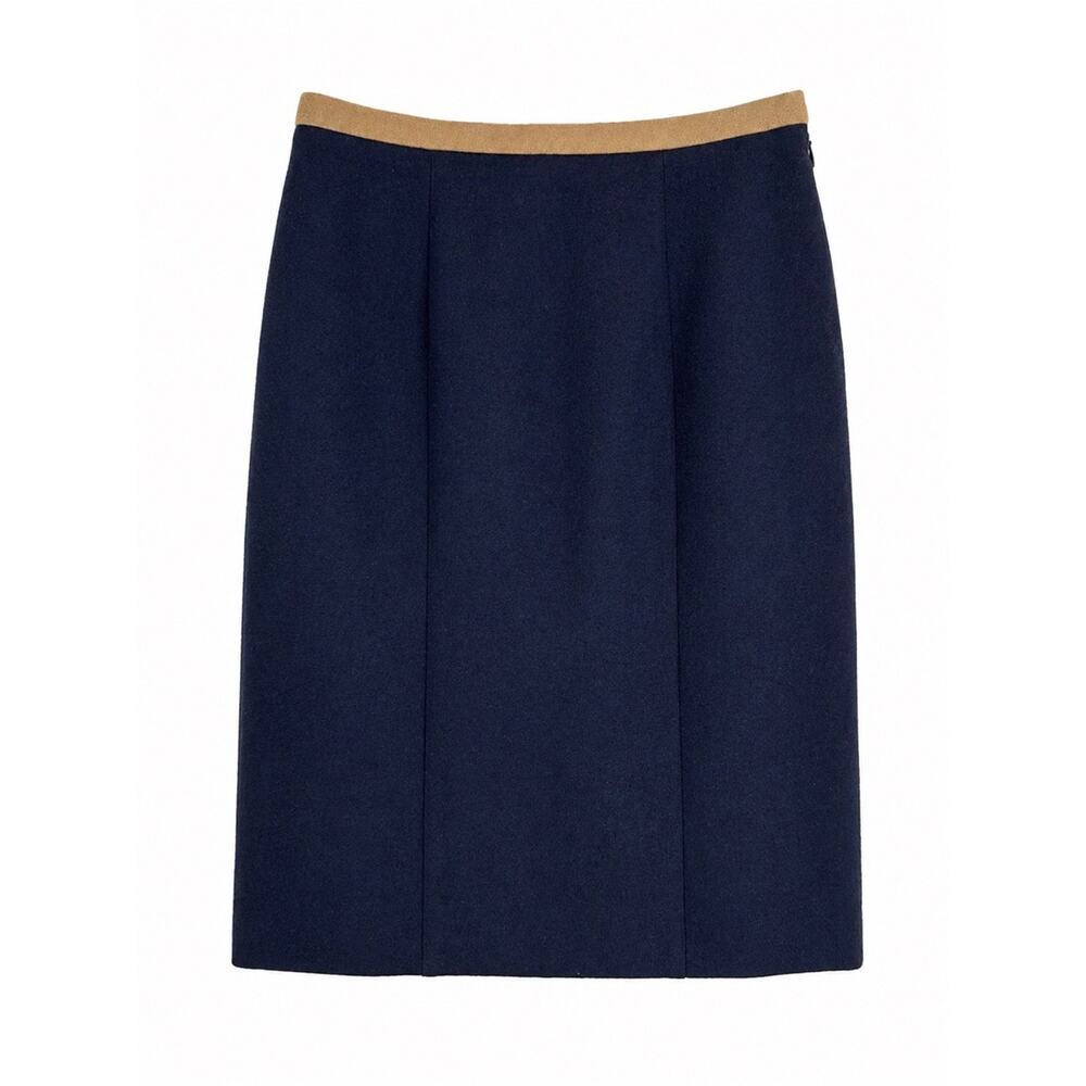 Burberry vintage  Navy Pencil Skirt with Camel Trim